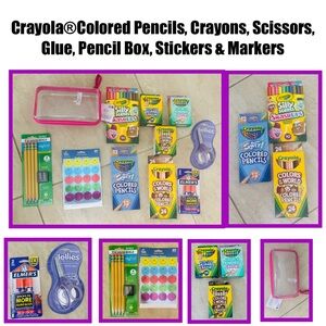 Crayola®Colored Pencils, Crayons, Scissors, Glue, Pencil Box, Stickers & Markers